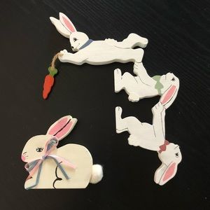 Two Piece Wooden Rabbit Set